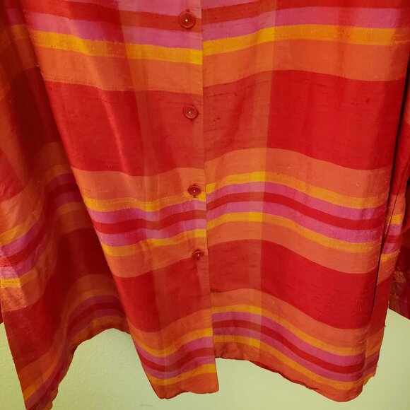 Vintage Avenue 100% Silk Striped Relaxed Fit Tunic Top Size 26/28 - Picture 3 of 11